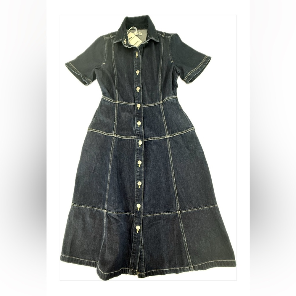 Women’s Dark Wash Button-Front Midi Dress size small